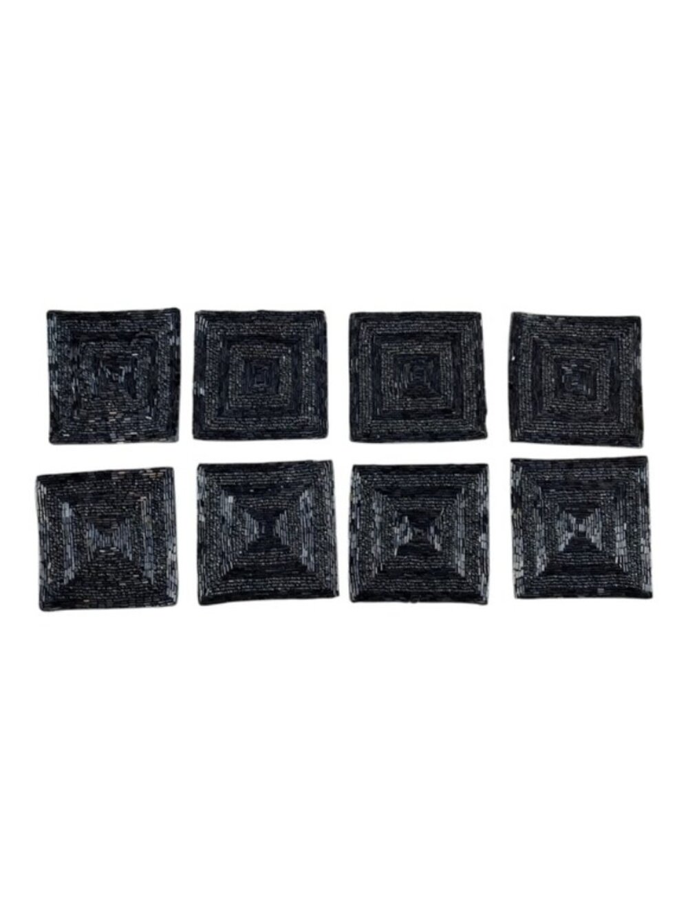 Williams Sonoma Indigo Beaded Cloth Square Coasters Set of 8